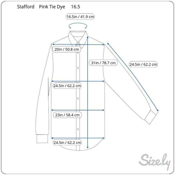 Stafford Pink Splatter Shirt Mens L 16 1/2 35 Cotton Blend LS Wrinkle Free Drip - Picture 12 of 12